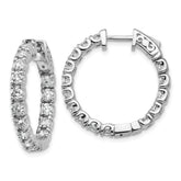 True Origin 14k White Gold 2 3/4 carat Lab Grown Diamond VS DEF Patented Safety Clasp In and Out Hoop Earrings